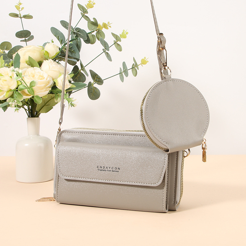 PU crossbody torbica za mobitel, mali kvadratni oblik, dvostruki zip, laminirani unutarnji pretinac, poliester podstava