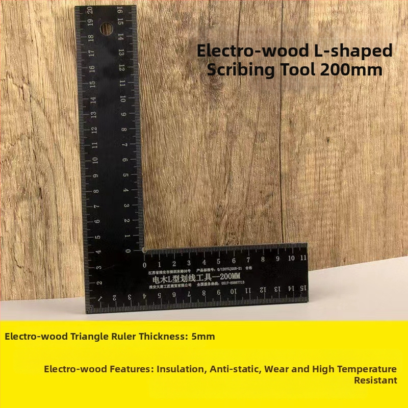Tang's bakelīta L-veida taisnstūra leņķmērs, mērījumu diapazons 200