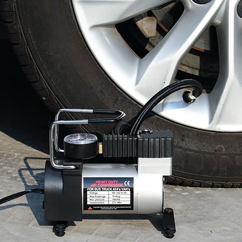 Prijenosna pumpa za auto gume, 12V, 120W, 35 L/min, jednodijelna, s manometrom, ABS plast