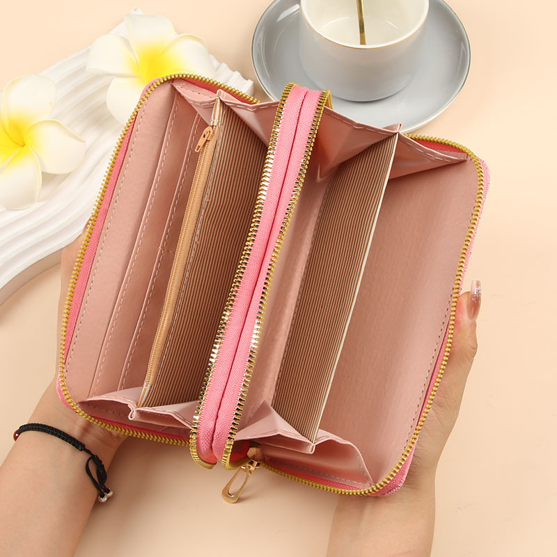 Portofel clutch pentru femei din PU patentat, cu model țesut, fermoar dublu, capacitate mare, geantă pentru telefon