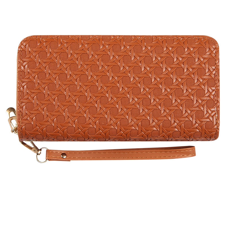 Portofel clutch pentru femei din PU patentat, cu model țesut, fermoar dublu, capacitate mare, geantă pentru telefon