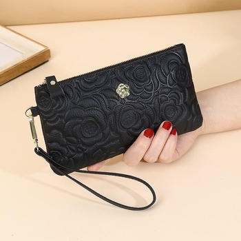 Admire ženska clutch novčanik — Velika kapaciteta, Koža prvog sloja (goveđa koža), Zip zatvaranje, Unutarnji džepovi (zip džep, džep za telefon, ID džep), Poliester podstava