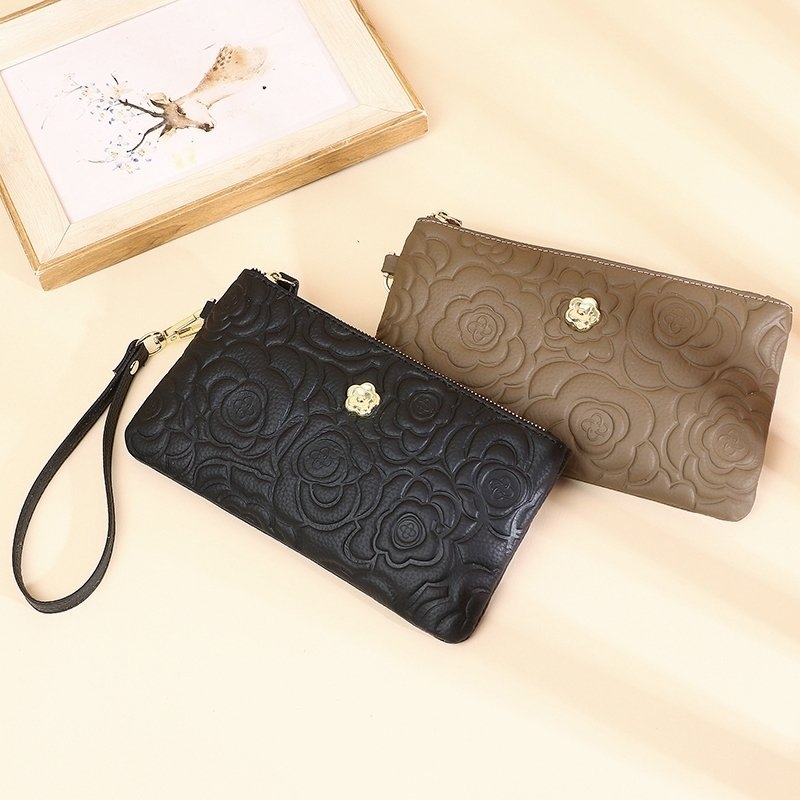 Admire ženska clutch novčanik — Velika kapaciteta, Koža prvog sloja (goveđa koža), Zip zatvaranje, Unutarnji džepovi (zip džep, džep za telefon, ID džep), Poliester podstava