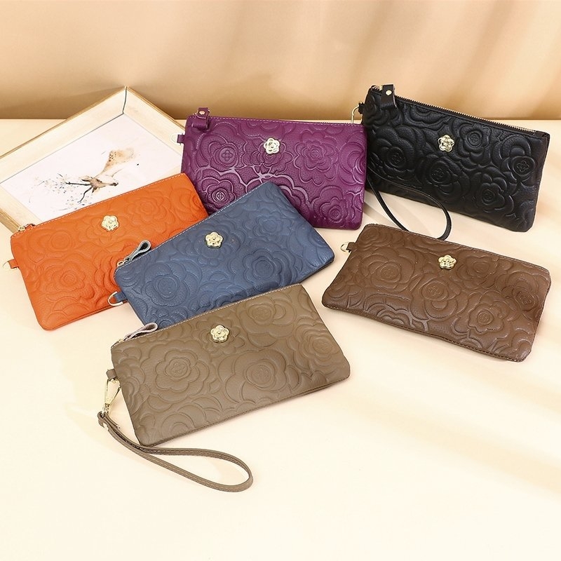 Admire ženska clutch novčanik — Velika kapaciteta, Koža prvog sloja (goveđa koža), Zip zatvaranje, Unutarnji džepovi (zip džep, džep za telefon, ID džep), Poliester podstava