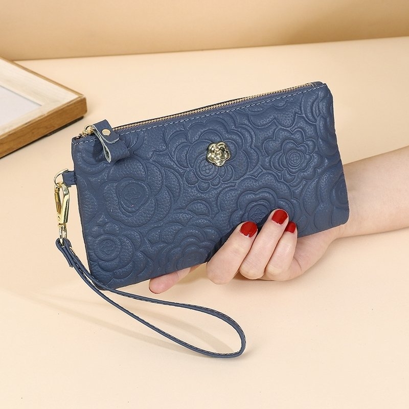 Admire ženska clutch novčanik — Velika kapaciteta, Koža prvog sloja (goveđa koža), Zip zatvaranje, Unutarnji džepovi (zip džep, džep za telefon, ID džep), Poliester podstava