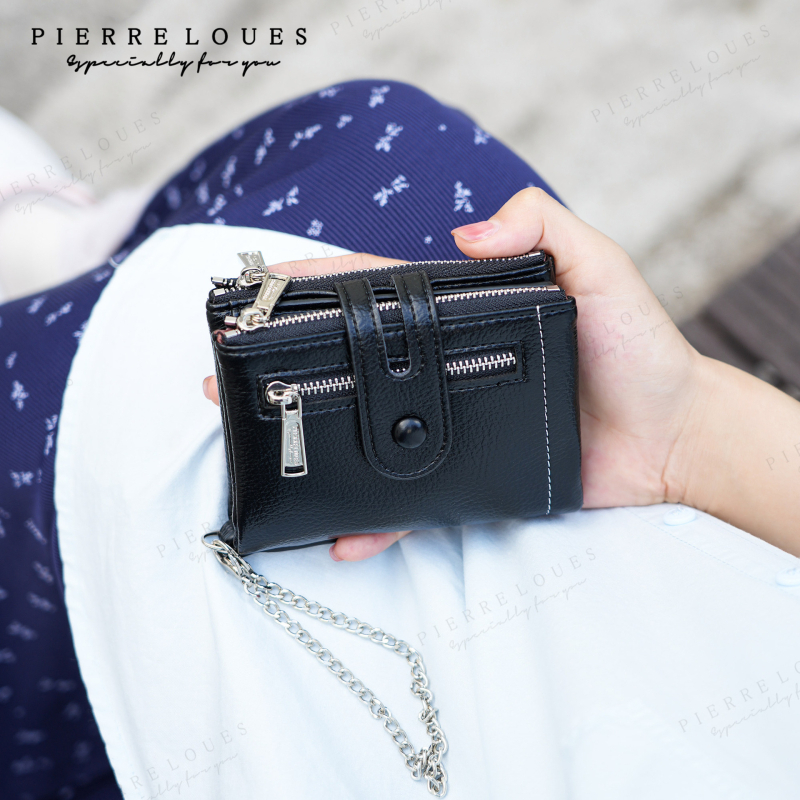 Portofel femei din piele PU, cu mai multe compartimente pentru carduri, închidere cu fermoar, capacitate mare