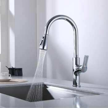 Kuhinjski faucet za toplu i hladnu vodu, rotirajuća izvučna mlaznica, bakar, keramički disk ventil, 1,6 MPa, 0-90°C
