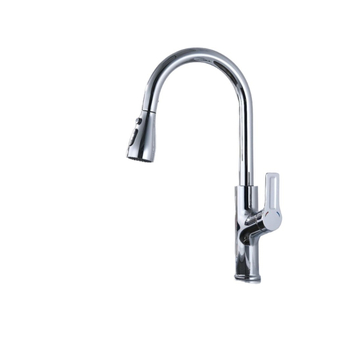 Kuhinjski faucet za toplu i hladnu vodu, rotirajuća izvučna mlaznica, bakar, keramički disk ventil, 1,6 MPa, 0-90°C
