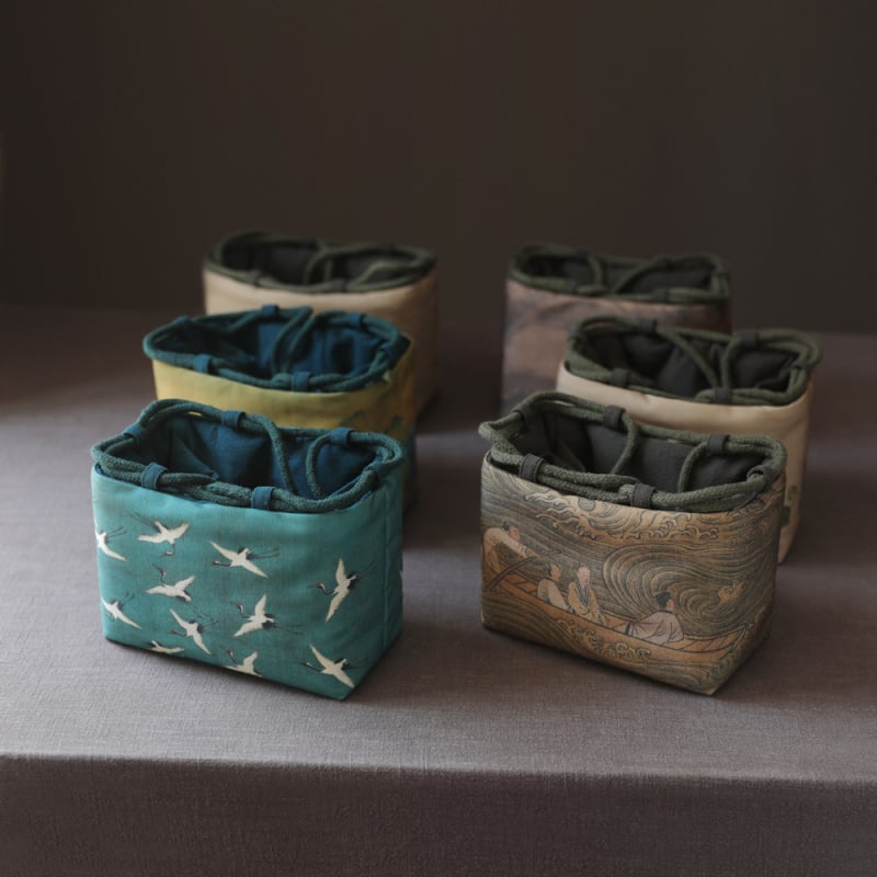 Τσαντα αποθήκευσης για τελετή τσαγιού με σχέδιο αρχαίας ζωγραφικής, ύφασμα, μάρκα Erya Fabric, στυλ Νέος Κινέζικος Στυλ, συσκευασία OPP σακούλα