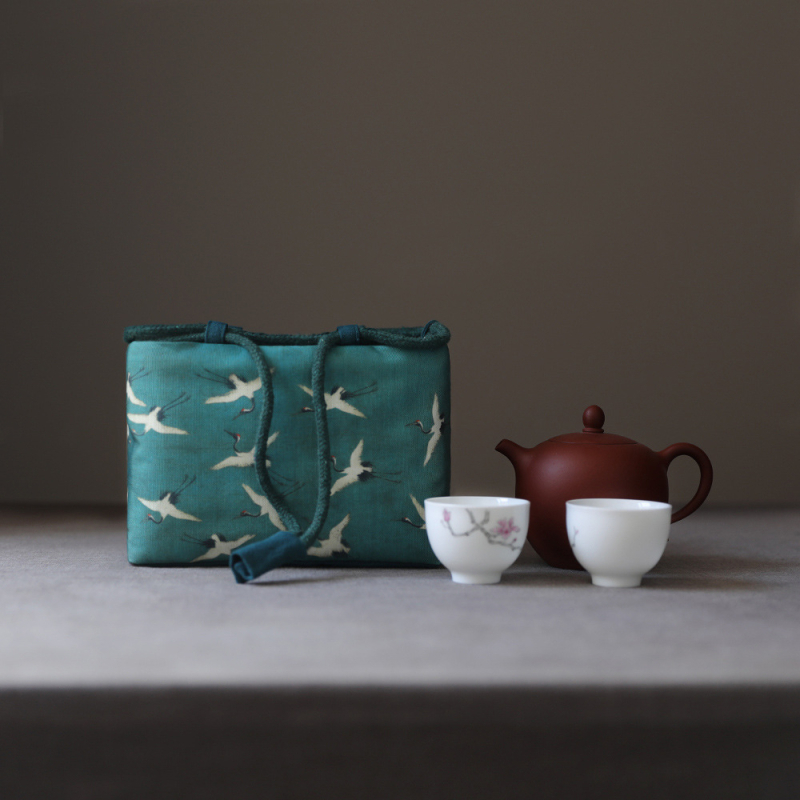 Τσαντα αποθήκευσης για τελετή τσαγιού με σχέδιο αρχαίας ζωγραφικής, ύφασμα, μάρκα Erya Fabric, στυλ Νέος Κινέζικος Στυλ, συσκευασία OPP σακούλα