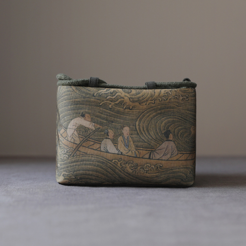 Τσαντα αποθήκευσης για τελετή τσαγιού με σχέδιο αρχαίας ζωγραφικής, ύφασμα, μάρκα Erya Fabric, στυλ Νέος Κινέζικος Στυλ, συσκευασία OPP σακούλα