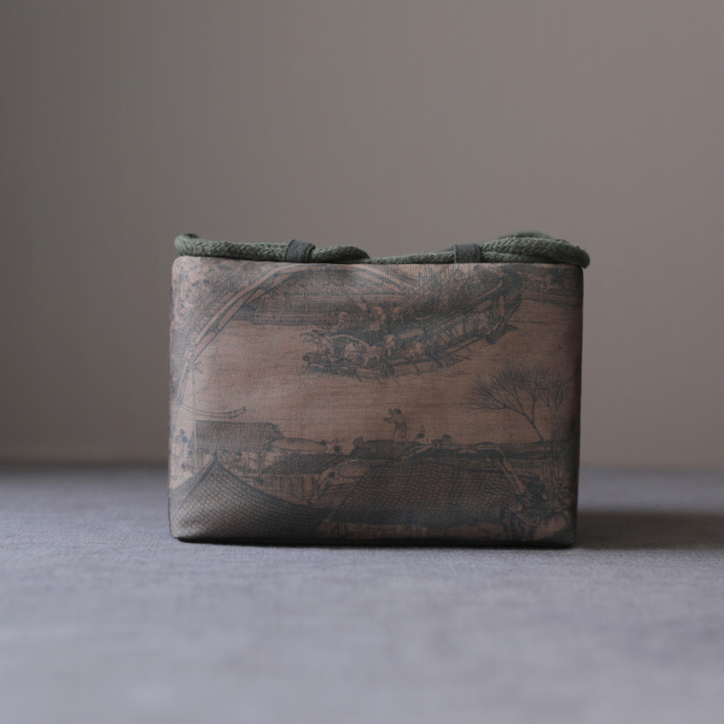 Τσαντα αποθήκευσης για τελετή τσαγιού με σχέδιο αρχαίας ζωγραφικής, ύφασμα, μάρκα Erya Fabric, στυλ Νέος Κινέζικος Στυλ, συσκευασία OPP σακούλα