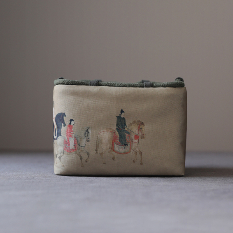 Τσαντα αποθήκευσης για τελετή τσαγιού με σχέδιο αρχαίας ζωγραφικής, ύφασμα, μάρκα Erya Fabric, στυλ Νέος Κινέζικος Στυλ, συσκευασία OPP σακούλα
