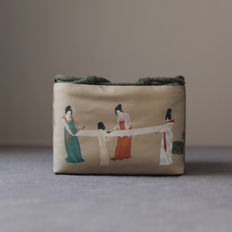 Τσαντα αποθήκευσης για τελετή τσαγιού με σχέδιο αρχαίας ζωγραφικής, ύφασμα, μάρκα Erya Fabric, στυλ Νέος Κινέζικος Στυλ, συσκευασία OPP σακούλα
