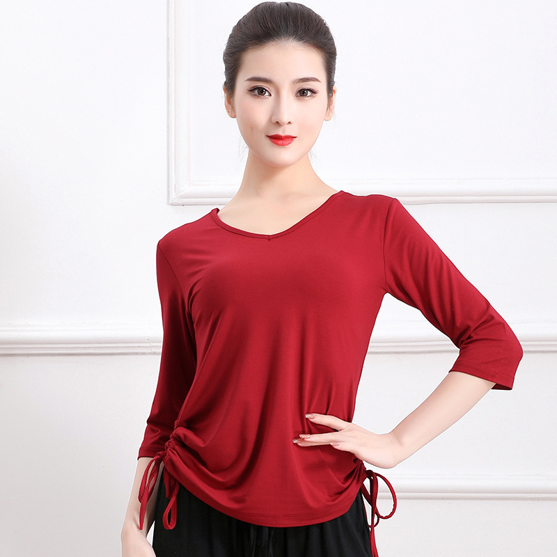 Moderne női táncruha — modal szövet, viszkóz 95,5% és spandexz 4,5%, lélegző tánctop a színpadi baletthez és néptáncokhoz (felnőttek)