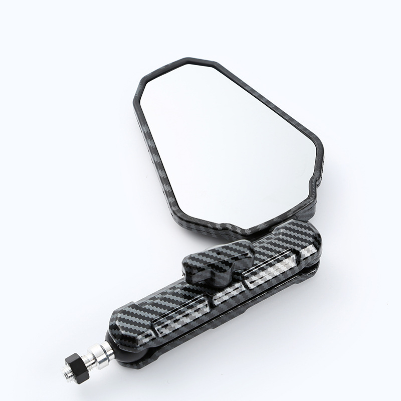 Összecsukható négyzet alakú visszapillantó tükör motorkerékpárokhoz és elektromos járművekhez, alumíniumötvözetből és műanyagból készített házzal, első- és hátsó rögzítés