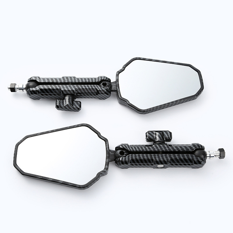 Összecsukható négyzet alakú visszapillantó tükör motorkerékpárokhoz és elektromos járművekhez, alumíniumötvözetből és műanyagból készített házzal, első- és hátsó rögzítés