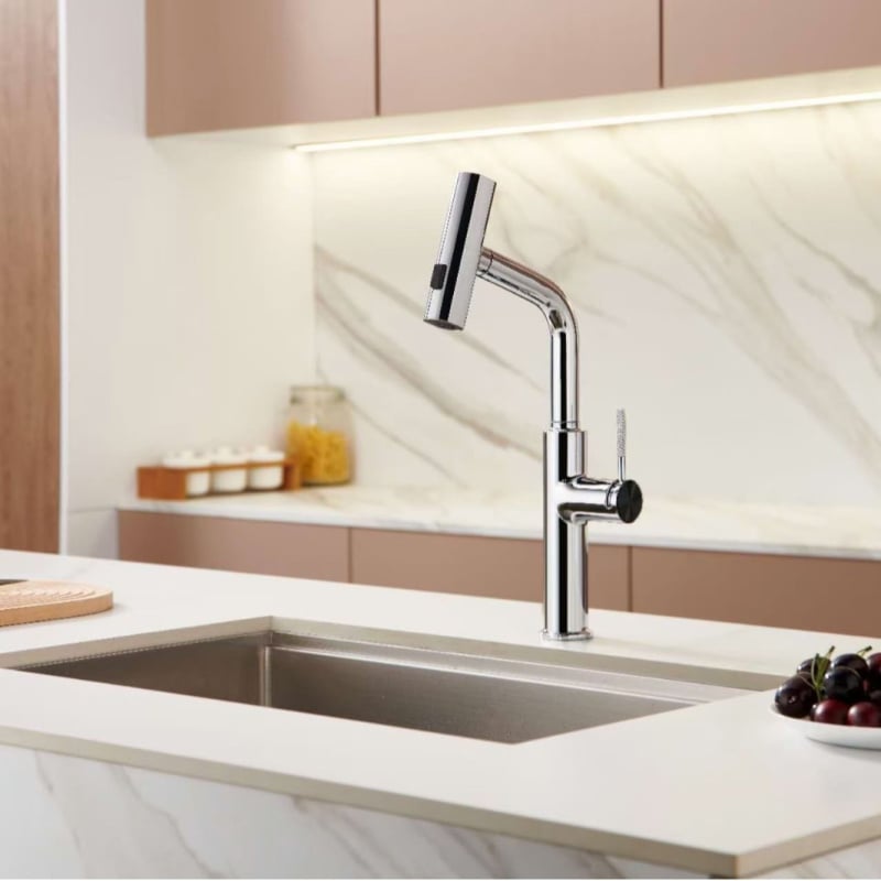 Kuhinjski faucet od cinkove legure s izvučnim izljevom, keramički ventil, dizajn s jednim zglobom, jednostavna instalacija, toplu i hladnu vodu