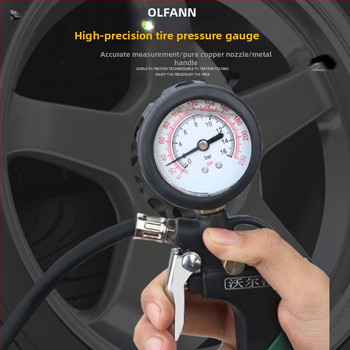 Volvan tlaková pištoľ na pneumatiky s tlakomernou – olejom ponorený manometer, rozsah 0–60 psi, presnosť 0,005, telo z čistého medi