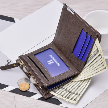 Muški vertikalni novčanik sa zatvaračem, PU koža, karirani uzorak, reljefna završna obrada, pretinci za novčanice, kartice i fotografije