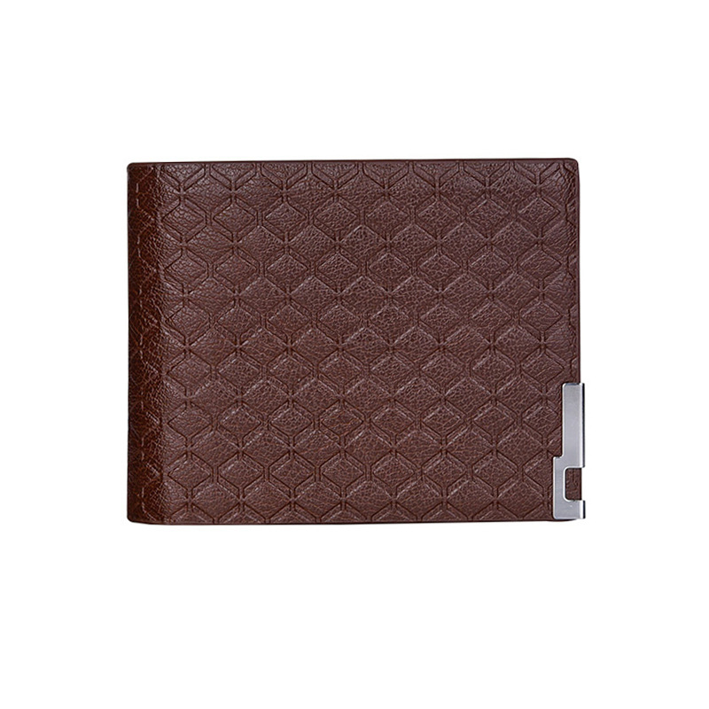 Muški vertikalni novčanik sa zatvaračem, PU koža, karirani uzorak, reljefna završna obrada, pretinci za novčanice, kartice i fotografije