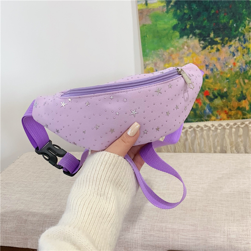 Geantă de talie cu model stea pentru fete, crossbody stil, respirabilă și rezistentă, material textil cu căptușeală poliester, utilizare zilnică, pentru grădiniță, iarna 2025