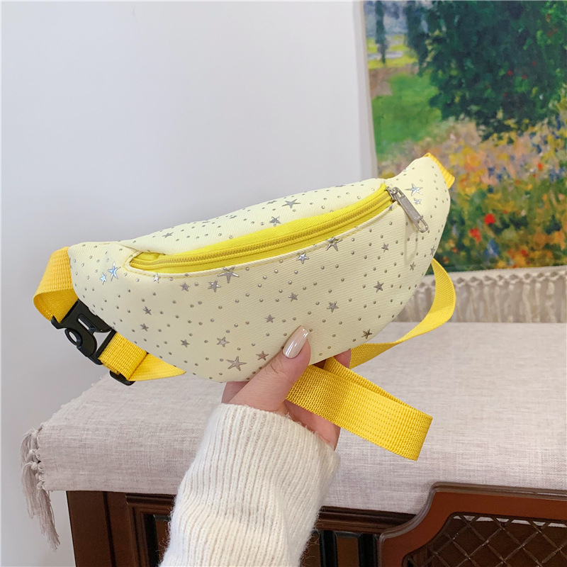 Geantă de talie cu model stea pentru fete, crossbody stil, respirabilă și rezistentă, material textil cu căptușeală poliester, utilizare zilnică, pentru grădiniță, iarna 2025