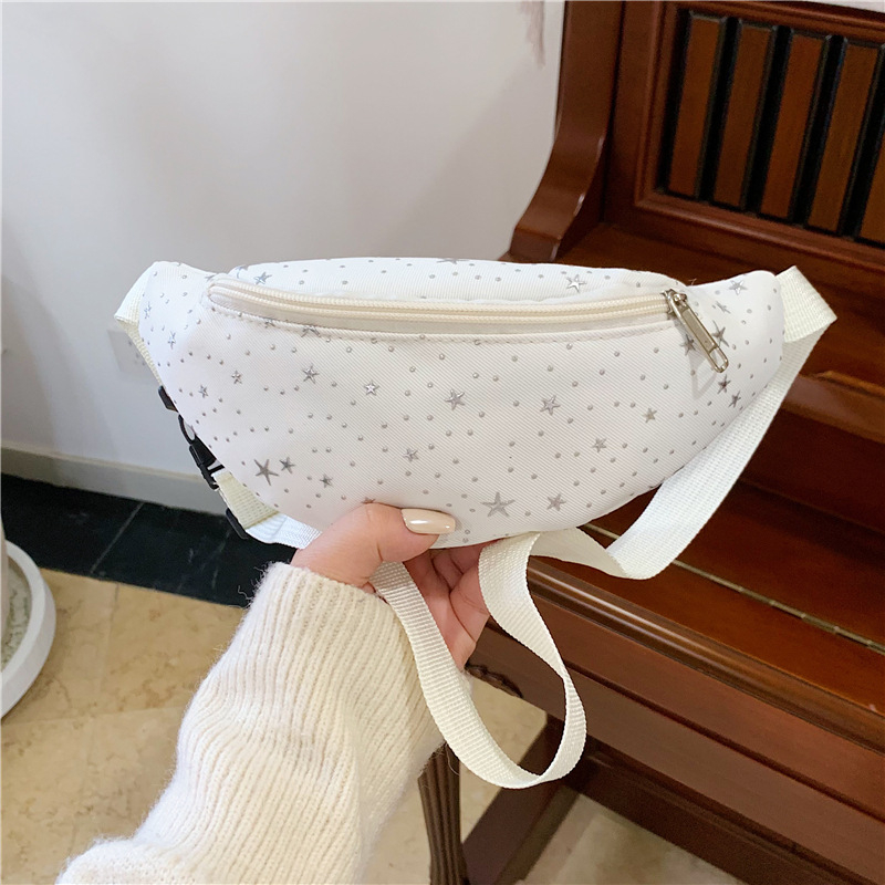Geantă de talie cu model stea pentru fete, crossbody stil, respirabilă și rezistentă, material textil cu căptușeală poliester, utilizare zilnică, pentru grădiniță, iarna 2025