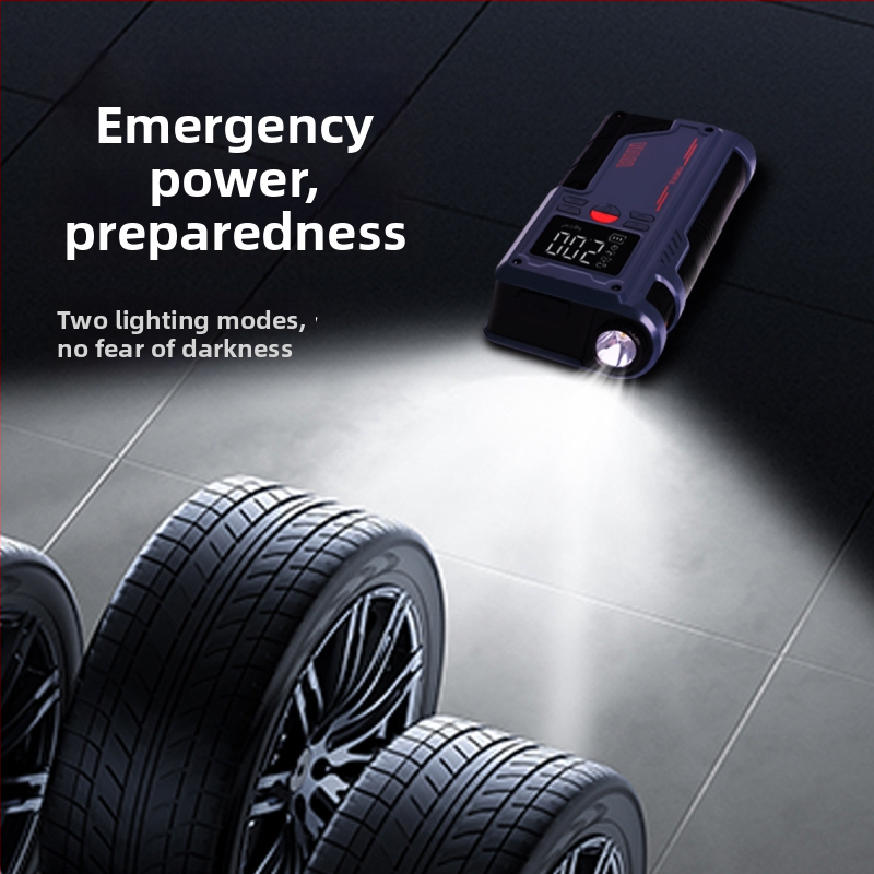Automobilski hitni starter sa svjetlom, integriranom pumpom za zrak i manometrom, USB napajanje (14.8V, 120W, 8A, 40 L/min, digitalni zaslon)