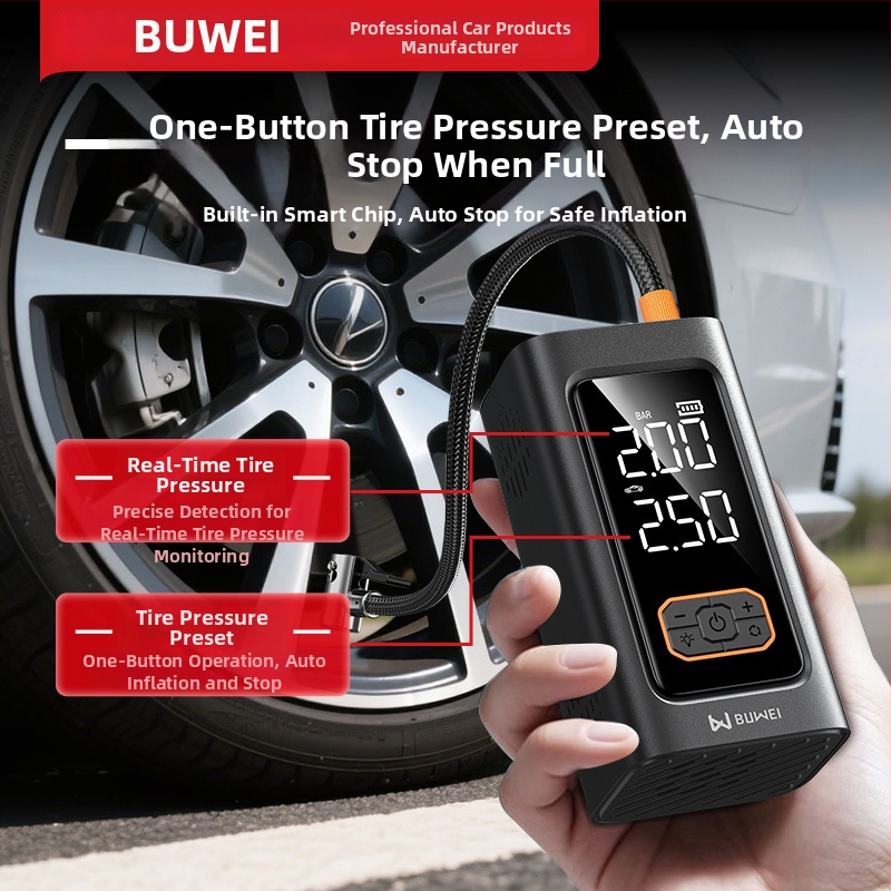 Automobilové štartovacie zariadenie s integrovanou pumpou a dvomi displejmi, všetko v jednom, 12V 80W lítiová batéria, digitálny displej, prietok vzduchu 25 L/min, prevádzka 5–20 min