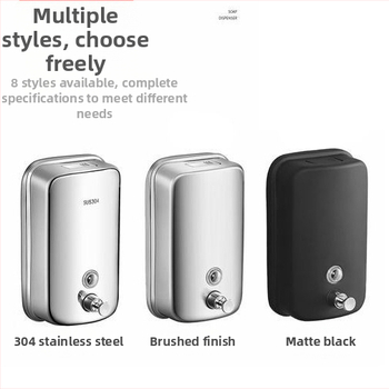Επιτοίχιος δοχέας σαπουνιού από ανοξείδωτο ατσάλι 201/304, χειροκίνητος μηχανισμός ώθησης, εγκατάσταση με τρύπημα, μοντέρνο μινιμαλιστικό στυλ, κατάλληλο για ξενοδοχεία και μπάνια