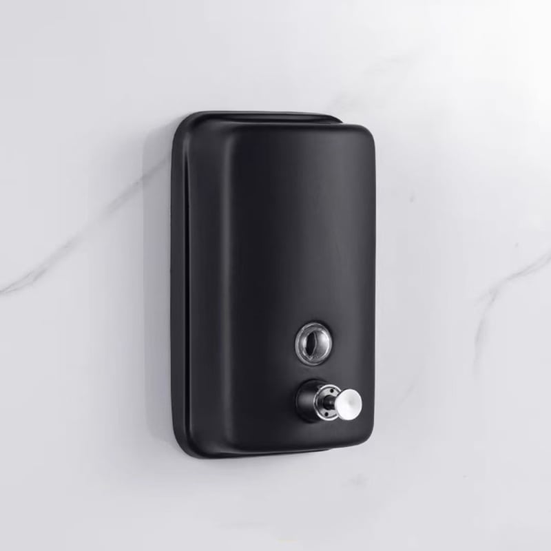 Επιτοίχιος δοχέας σαπουνιού από ανοξείδωτο ατσάλι 201/304, χειροκίνητος μηχανισμός ώθησης, εγκατάσταση με τρύπημα, μοντέρνο μινιμαλιστικό στυλ, κατάλληλο για ξενοδοχεία και μπάνια