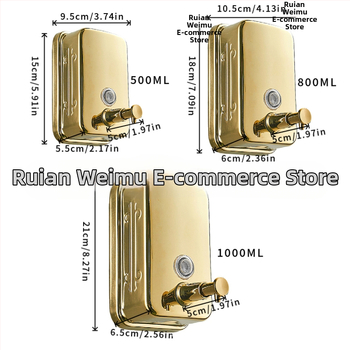 Διανομέας σαπουνιού τοίχου, 304 ανοξείδωτος χάλυβας, ριγέ σχέδιο, μηχανισμός πίεσης με το χέρι, στυλ light luxury