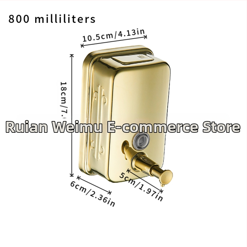 Διανομέας σαπουνιού τοίχου, 304 ανοξείδωτος χάλυβας, ριγέ σχέδιο, μηχανισμός πίεσης με το χέρι, στυλ light luxury