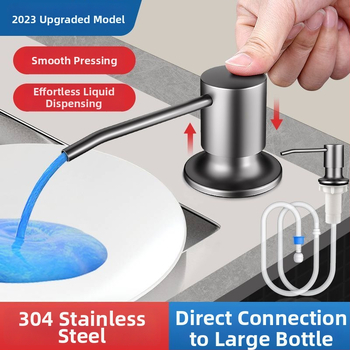 Δοσομετρητής σαπουνιού για νεροχύτη με σωληνάκι επέκτασης – 304 ανοξείδωτος χάλυβας, καθολικός χειροκίνητος δοσομετρητής (CUPC)