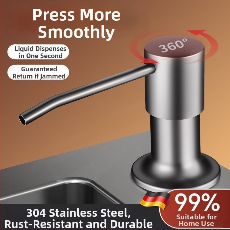 Δοσομετρητής σαπουνιού για νεροχύτη με σωληνάκι επέκτασης – 304 ανοξείδωτος χάλυβας, καθολικός χειροκίνητος δοσομετρητής (CUPC)