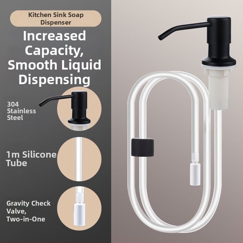 Δοσομετρητής σαπουνιού για νεροχύτη με σωληνάκι επέκτασης – 304 ανοξείδωτος χάλυβας, καθολικός χειροκίνητος δοσομετρητής (CUPC)