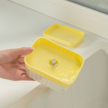 Kuhinjski dozator deterdženta s četkom za čišćenje i sunđerom — Plastika, Ručno pritiska, Težina 120 g, Brend Hum good