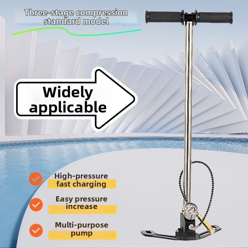 Ručná vysokotlaková vzduchová pumpa na plnenie fliaš, nerezová oceľ, dĺžka 620 mm, hmotnosť 2,4 kg, 30–40 MPa
