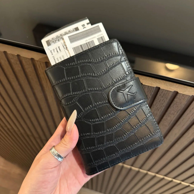 Δερμάτινος φορέας διαβατηρίου και εγγράφων από PU με μοτίβο κροκοδείλου; αντικλοπής; επεκτεινόμενη χωρητικότητα; unisex; για καθημερινή χρήση