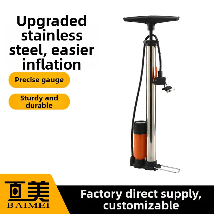 Ručná vzduchová pumpa BM-6138 s manometrom, 700 g, 160 PSI, viacúčelový náustok – pre automobily, elektrické vozidlá, bicykle a basketbalové lopty