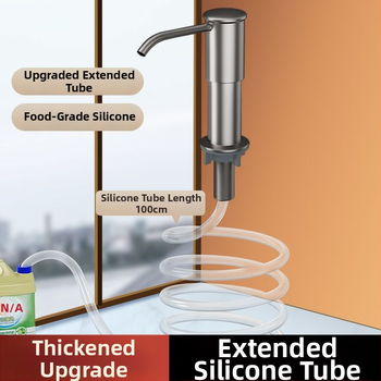 Επεκτειόμενος δοσομετρητής υγρού πλυντηρίου πιάτων για νεροχύτη κουζίνας — ABS, ηλεκτροπλατίωση φινιρίσματος, λειτουργία με χειροκίνητο πάτημα, στυλ ελαφριάς πολυτέλειας