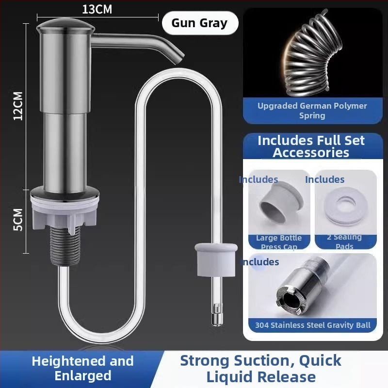 Επεκτειόμενος δοσομετρητής υγρού πλυντηρίου πιάτων για νεροχύτη κουζίνας — ABS, ηλεκτροπλατίωση φινιρίσματος, λειτουργία με χειροκίνητο πάτημα, στυλ ελαφριάς πολυτέλειας