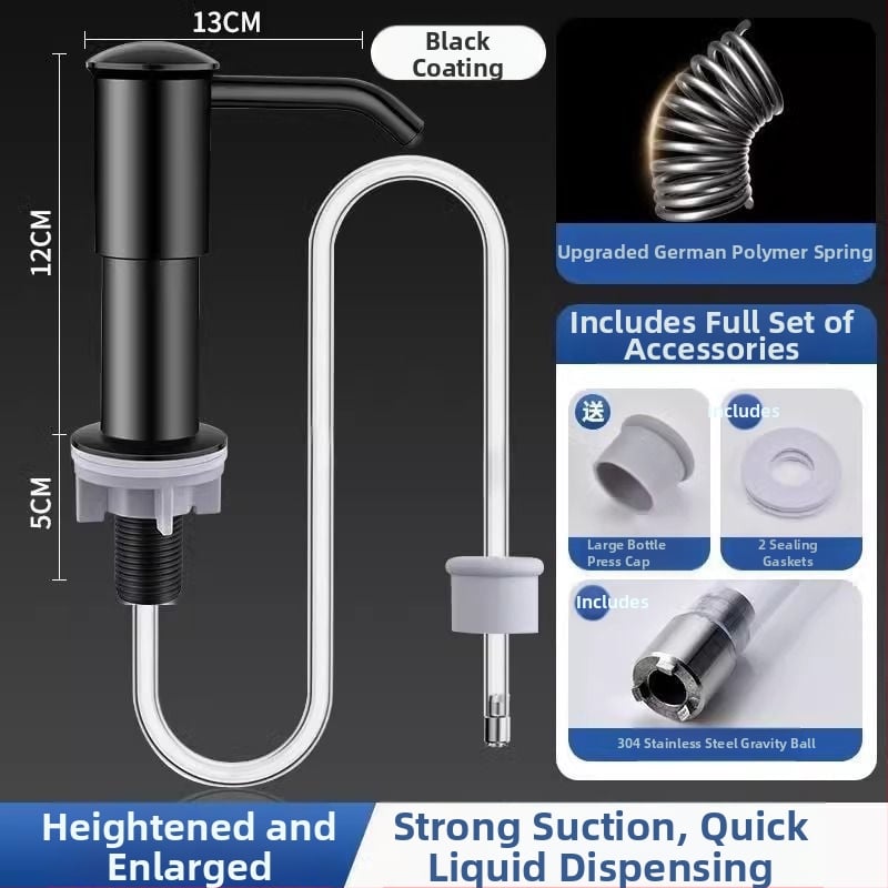 Επεκτειόμενος δοσομετρητής υγρού πλυντηρίου πιάτων για νεροχύτη κουζίνας — ABS, ηλεκτροπλατίωση φινιρίσματος, λειτουργία με χειροκίνητο πάτημα, στυλ ελαφριάς πολυτέλειας