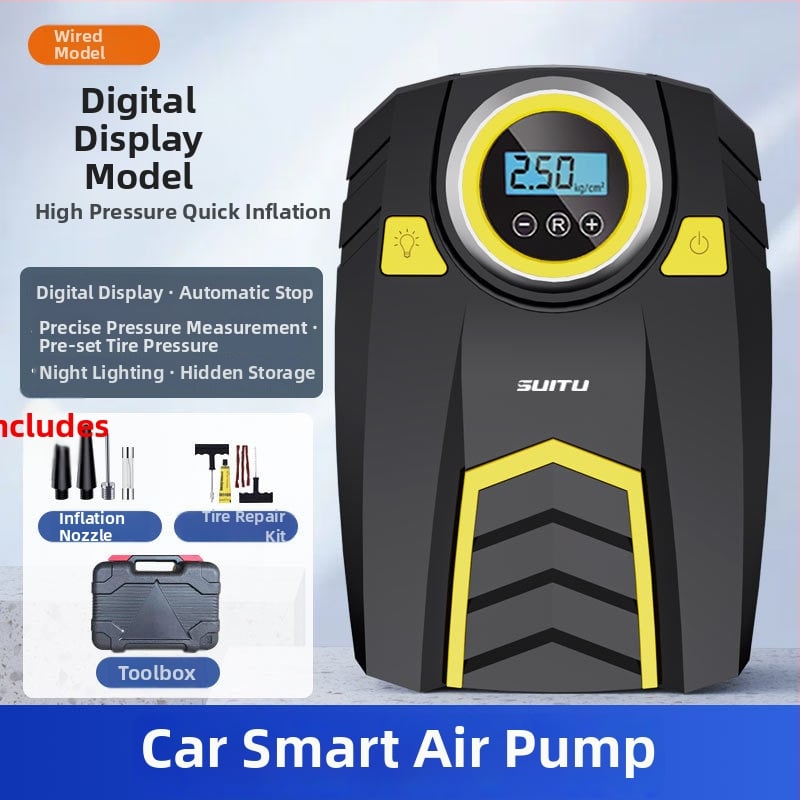 Automobilová pumpa na pneumatiky s digitálnym displejom, 12V, 120W, 25 L/min