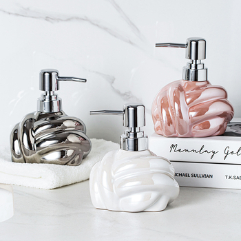 Керамична бутилка за душ гел и дозатор за сапун - едно парче, презареждаема, възможност за печат на лого