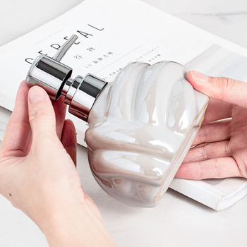 Керамична бутилка за душ гел и дозатор за сапун - едно парче, презареждаема, възможност за печат на лого