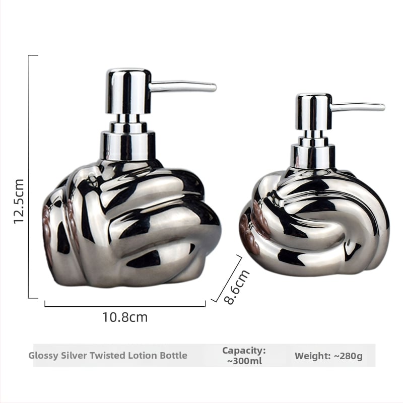 Керамична бутилка за душ гел и дозатор за сапун - едно парче, презареждаема, възможност за печат на лого