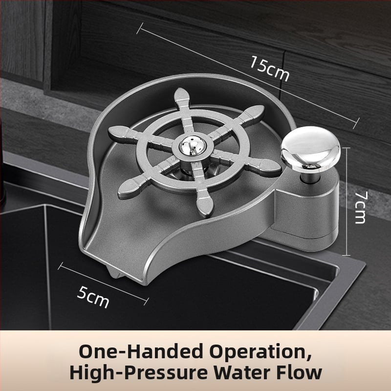 Δύο-σε-ένα πλυντήριο ποτηριών και δοσομετρητής σαπουνιού για μπαρ, Χειροκίνητη πίεση, Μοντέρνος και μινιμαλιστικός σχεδιασμός, Υλικά: Χαλκός, Ανοξείδωτος χάλυβας, Πλαστικό; Βάρος 1 kg; Επιφάνεια: Ηλεκτροπλατίωση