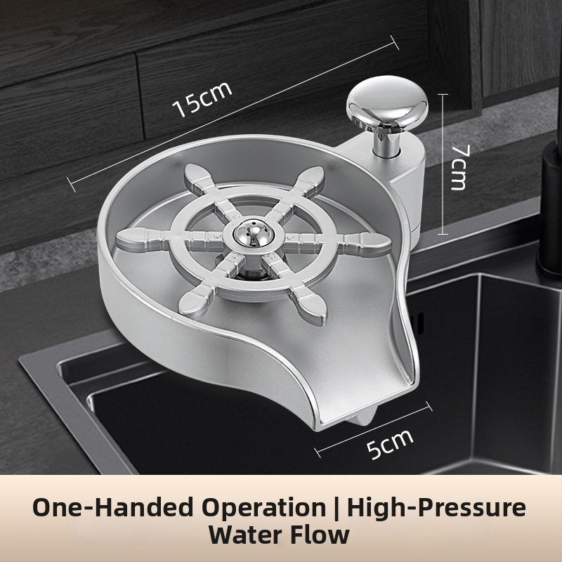 Δύο-σε-ένα πλυντήριο ποτηριών και δοσομετρητής σαπουνιού για μπαρ, Χειροκίνητη πίεση, Μοντέρνος και μινιμαλιστικός σχεδιασμός, Υλικά: Χαλκός, Ανοξείδωτος χάλυβας, Πλαστικό; Βάρος 1 kg; Επιφάνεια: Ηλεκτροπλατίωση